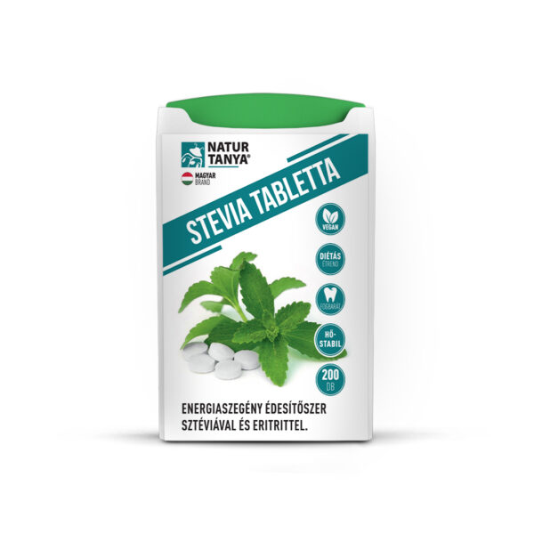 Natur Tanya® Stevia tabletta (Édesfű, Jázminpakóca). Energiaszegény édesítőszer sztéviával és eritrittel.  200 db