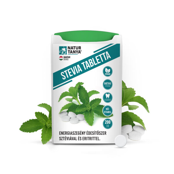 Natur Tanya® Stevia tabletta (Édesfű, Jázminpakóca). Energiaszegény édesítőszer sztéviával és eritrittel.  200 db