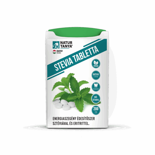 Natur Tanya® Stevia tabletta (Édesfű, Jázminpakóca). Energiaszegény édesítőszer sztéviával és eritrittel.  200 db