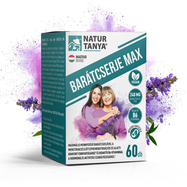 Natur Tanya® BARÁTCSERJE MAX - maximális mennyiségű barátcserje és bioaktív B6-vitamin. Ciklusbarát, menstruációbarát, hormonbarát.