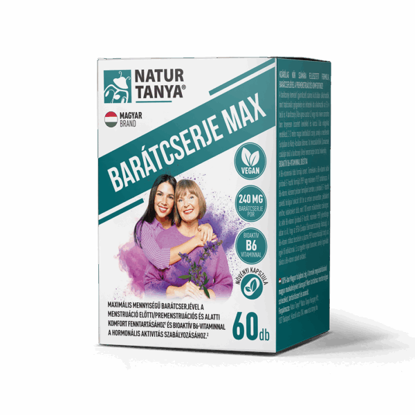 Natur Tanya® BARÁTCSERJE MAX - maximális mennyiségű barátcserje és bioaktív B6-vitamin. Ciklusbarát, menstruációbarát, hormonbarát.
