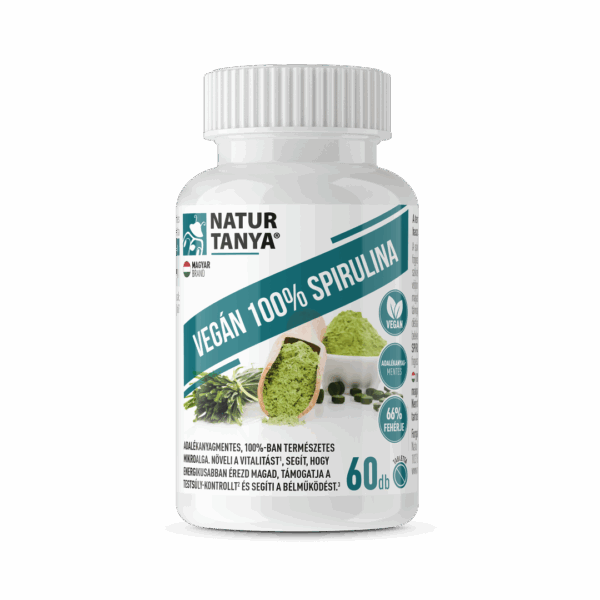 Natur Tanya® Vegán 100% Spirulina - adalékanyagmentes mikroalga, vitalitás, testsúly-kontroll, emésztés. 500 mg