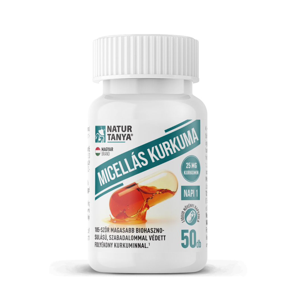 Natur Tanya® MICELLÁS KURKUMA - Szabadalommal védett kurkumin, 185-ször magasabb biohasznosulás a hagyományos kurkuma porban található kurkuminhoz képest