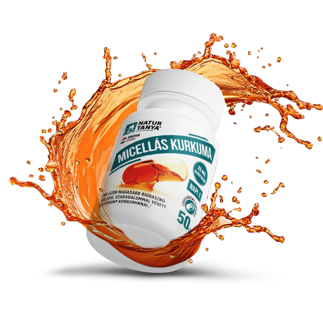 Natur Tanya® MICELLÁS KURKUMA - Szabadalommal védett kurkumin, 185-ször magasabb biohasznosulás a hagyományos kurkuma porban található kurkuminhoz képest