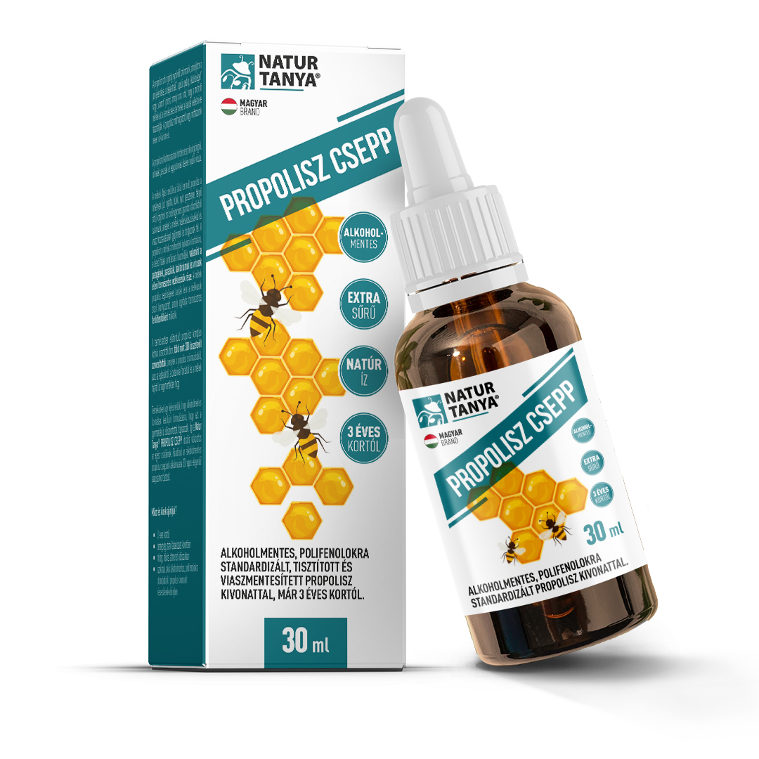Natur Tanya® PROPOLISZ CSEPP - Alkoholmentes, polifenolokra strandardizált, extra sűrű propolisz kivonat 3 éves kortól