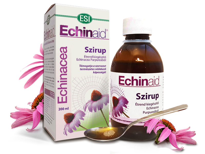 Natur Tanya® ESI® Echinaid® Echinacea szirup - hozzáadott gesztenyemézzel, és gyógynövényekkel.