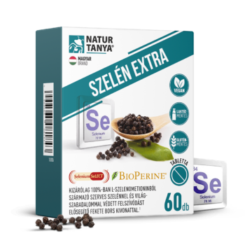 Natur Tanya® SZELÉN EXTRA - 100% szerves szelén és világszabadalommal védett biohasznosulást fokozó, természetes fekete bors kivonat