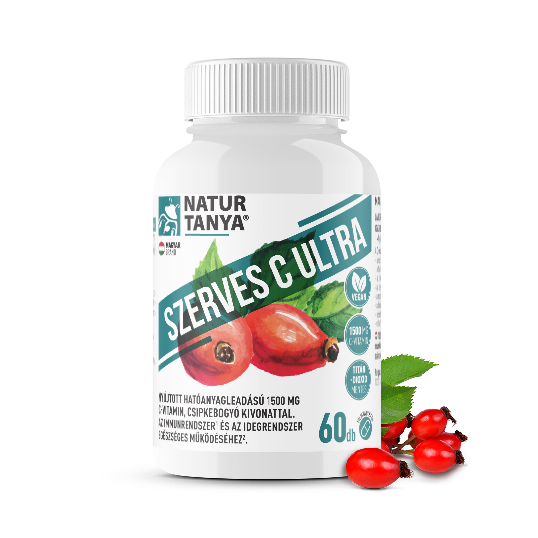 Natur Tanya® Szerves C Ultra - 1500 mg Retard C-vitamin, csipkebogyó kivonattal titán-dioxid mentes formula