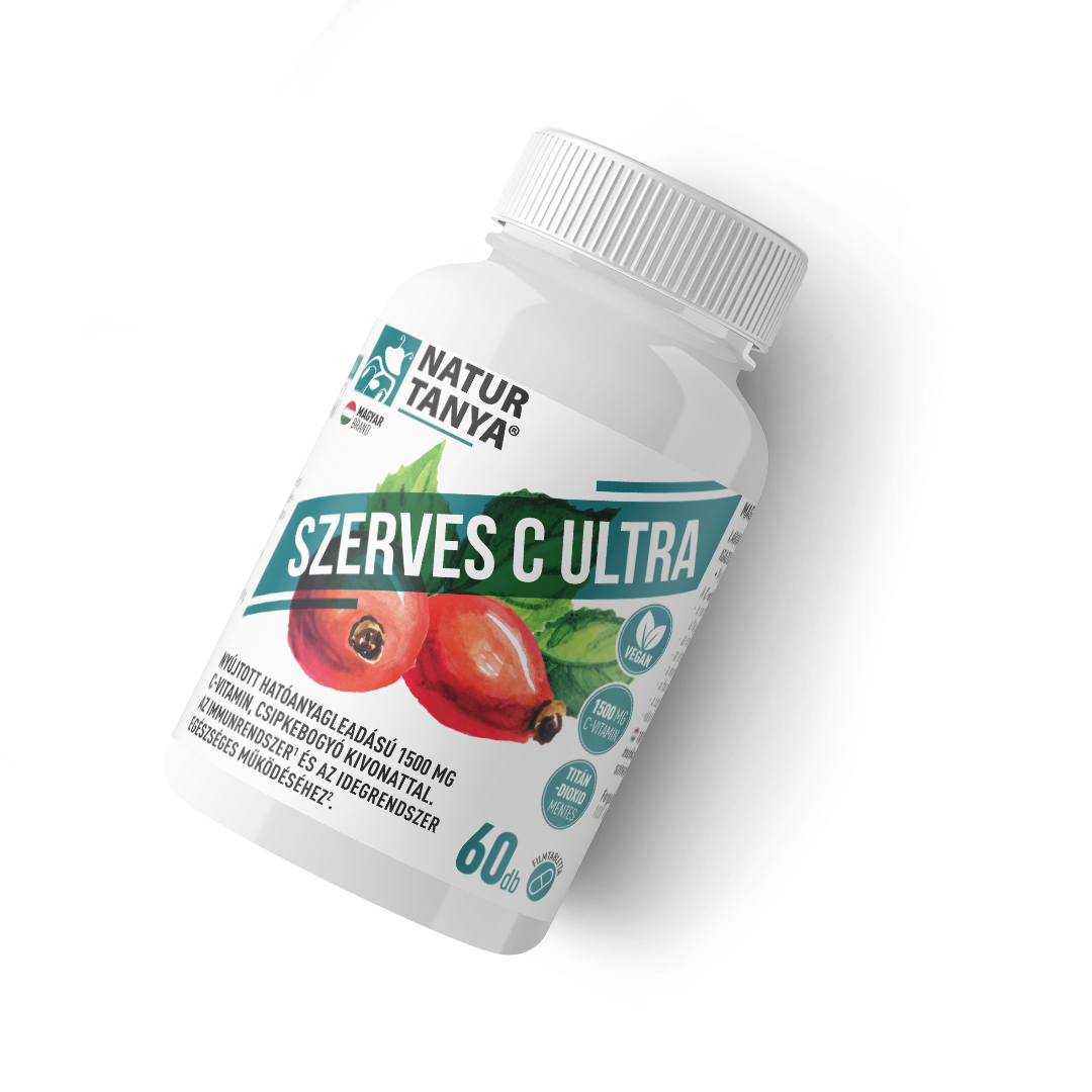 Natur Tanya® Szerves C Ultra - 1500 mg Retard C-vitamin, csipkebogyó kivonattal titán-dioxid mentes formula