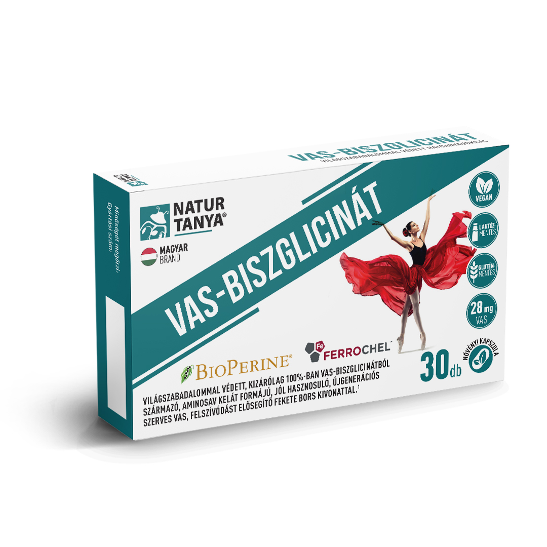 Natur Tanya® VAS-BISZGLICINÁT - Világszabadalommal védett szerves vas és BioPerine® (fekete bors kivonat)