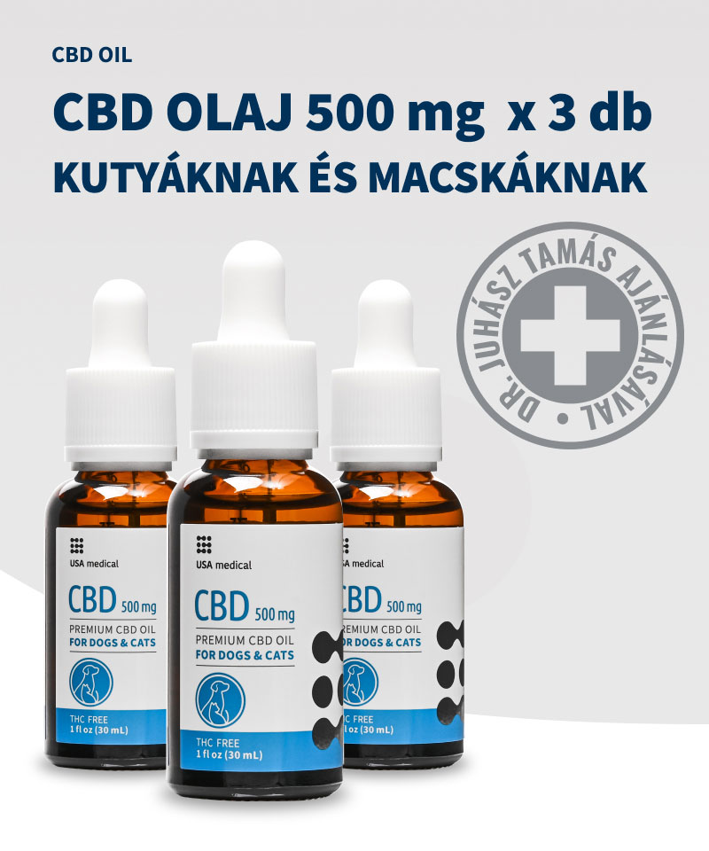 CBD olaj KUTYÁKNAK ÉS MACSKÁKNAK 500 mg CBD / 30 ml x 3db
